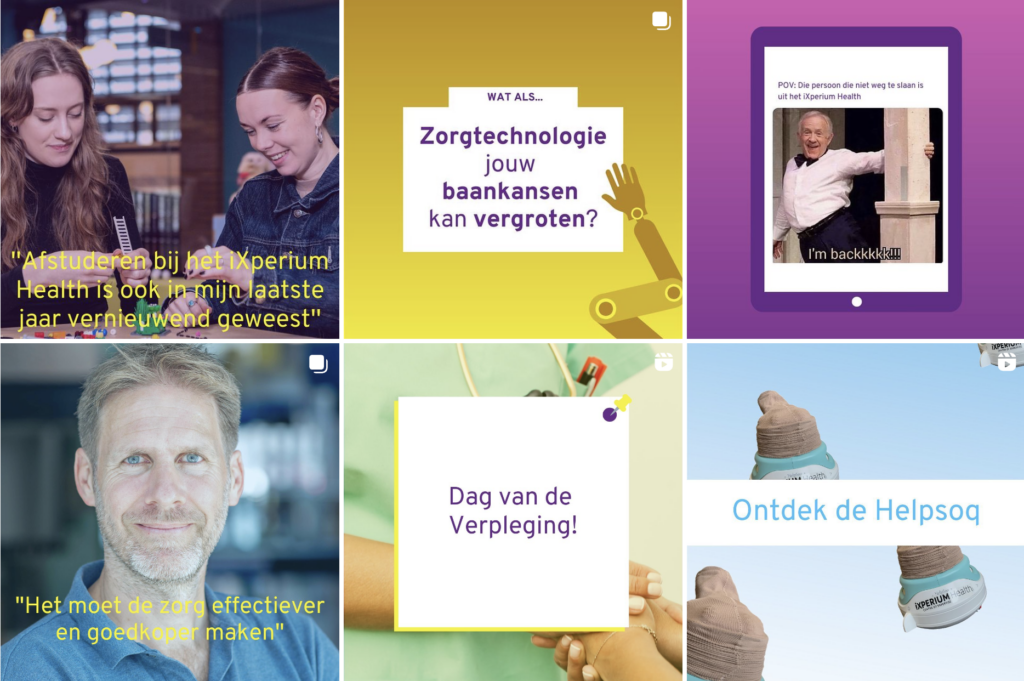 Voorbeelden van posts op Instagram vanuit het sjabloon van Sanne. 